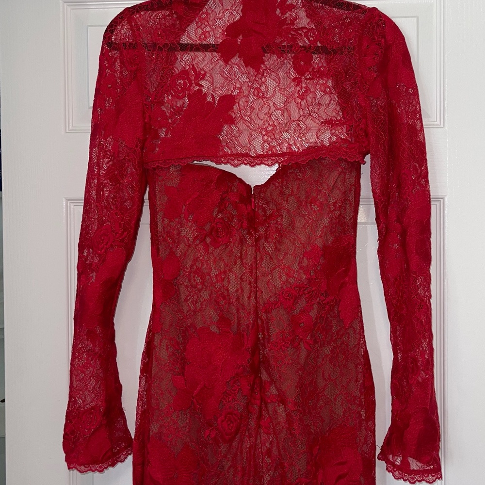 SOLD House of CB Lucienne Red Lace Embroidered Maxi Dress - Limited Edition - Picture 12 of 13